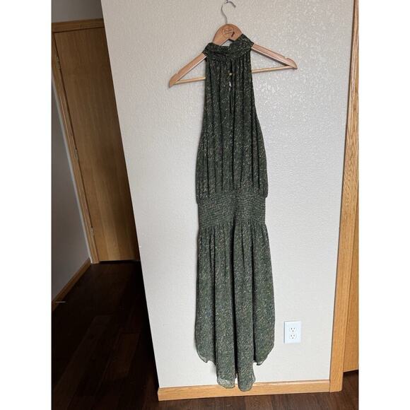 Ramy Brook Belle Halter Neck Dress XL Green Printed Chiffon - Picture 5 of 7